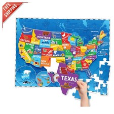 Durable USA Map Jigsaw Puzzle for Ages 4-6 - Engaging 70-Piece Educational Toy