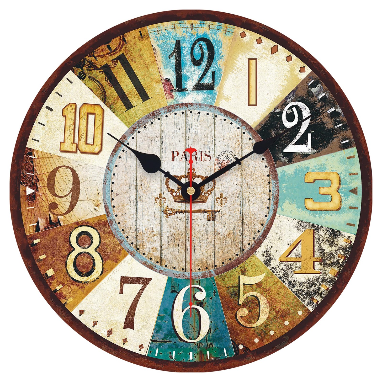 14 Inch Wooden Wall Clock Battery Operated Retro Rustic Decorative Country