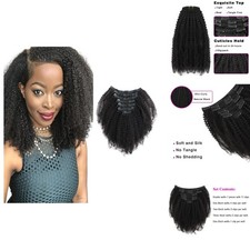Afro Curly Human Hair Extensions Double Wefts 3C 4A 22 Inch 120g 7Pc 17Clips