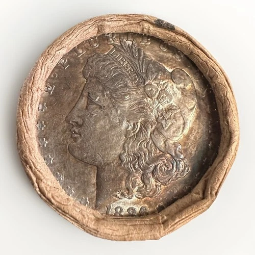 $10 Morgan Silver Dollar Roll. Unc. 1886 End Beautifully Toned. 1997