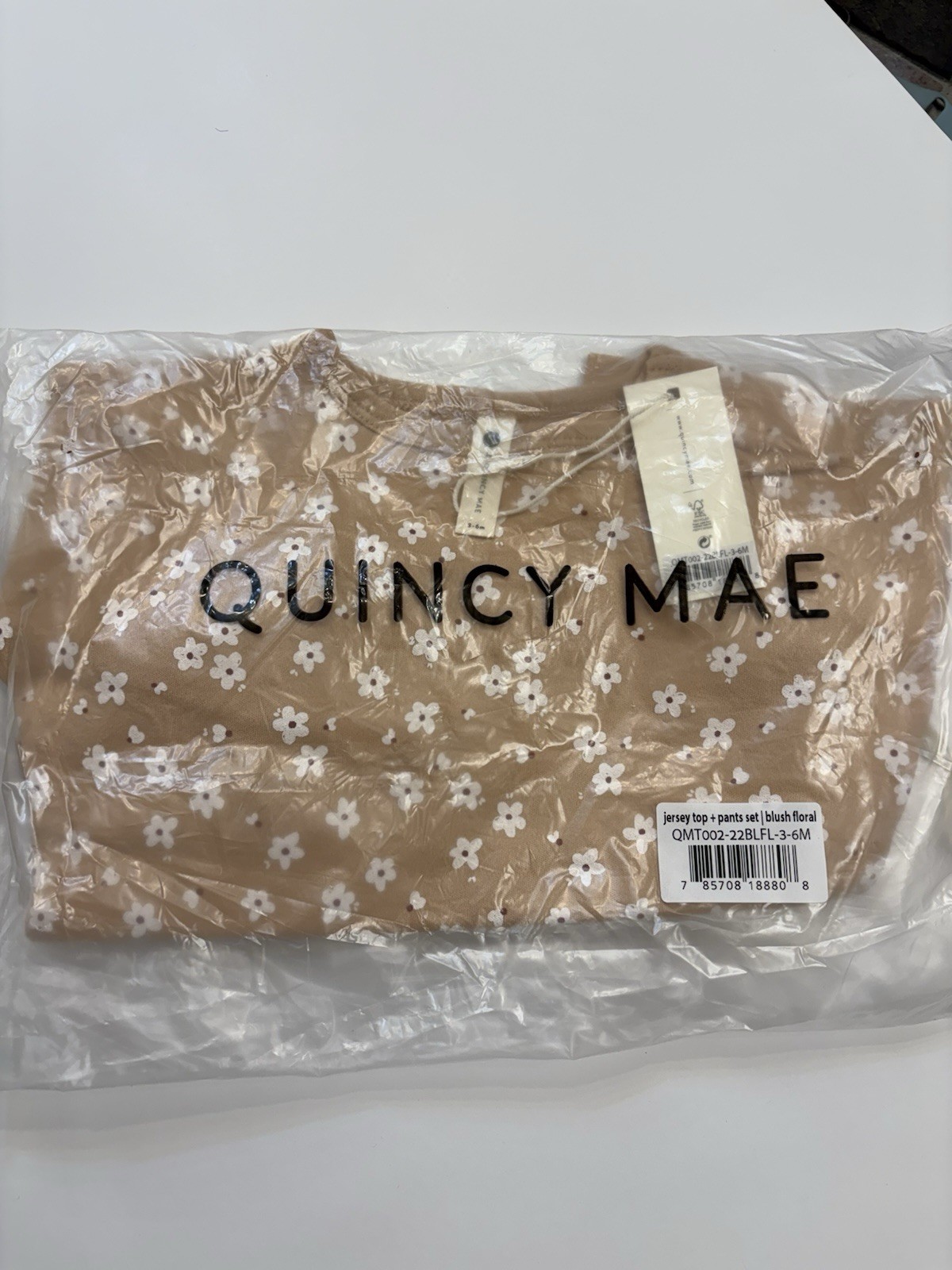 Quincy Mae Jersey Top And Pants Set Blush Floral 3-6 Months