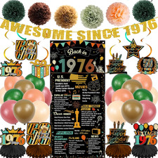 Vintage 50Th Birthday Decorations Banners - 38 Pcs Banner Back in 1976 Backdrop
