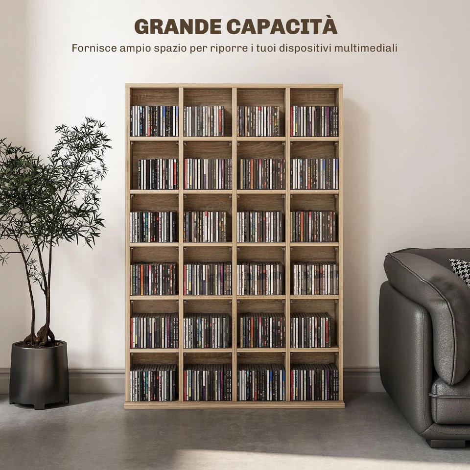 Mobile Porta CD per 456 CD o 336 DVD 89x20x130.5 cm Legno R432ND DecHome - Immagine 4 di 4
