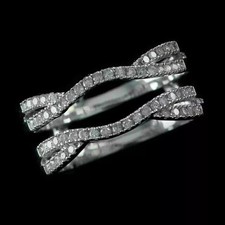 2 Ct Round Cut Simulated Diamond Engagement Enhancer Ring 14K White Gold Plated