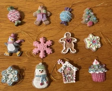 12 Mini Gingerbread Man Men & Cookie Christmas Tree Ornaments Set Baker Decor