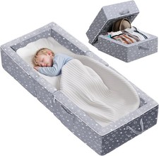 Portable Folding Toddler Travel Bed Kids Floor Bed Washable Cover Toddlers