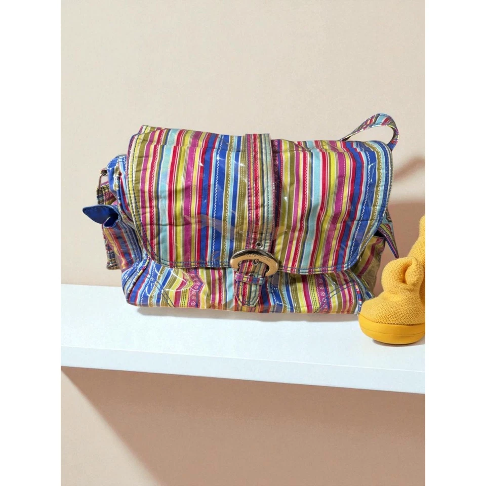 Kalencom Diaper Bag w/ Insulated Bottle Holder NWT Striped Waterproof Vinyl - Image 2 of 4