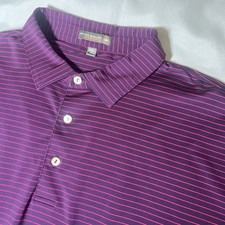 Peter Millar Polo Shirt Mens 2XL XXL Purple Striped Summer Comfort Golf No Logos