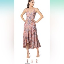 NWT Dress the Population Pink Floral Midi Wrap Dress – Size S