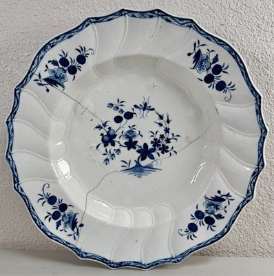 15'' Antique Dutch Delft De Twee Scheepjes Ceramic Charger Dish Blue 18th C Plate