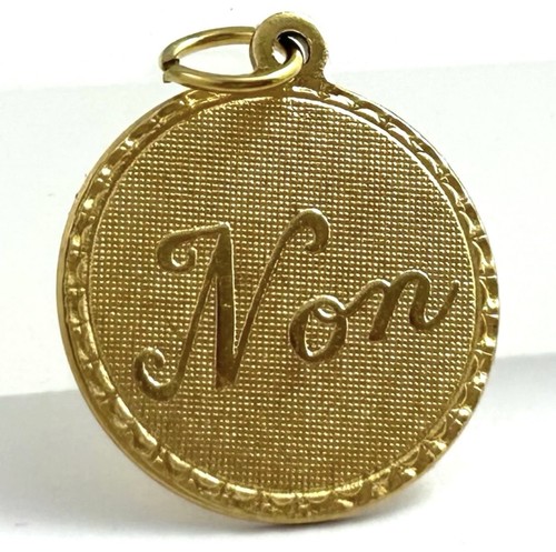 Vintage French Non Charm No Necklace Pendant Brass Metal Jewelry