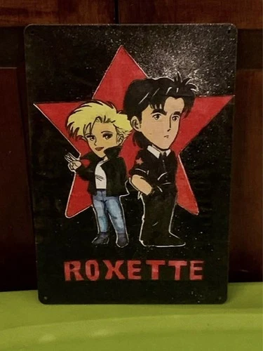 RARE Vintage 80’s-90’s Swedish Pop Rock Singing Duo “Roxette” Metal Tin Sign