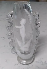 Mary Gregory Vase Boy Flying On A Butterfly Ruffled Sides 6” Tall Whimsical 