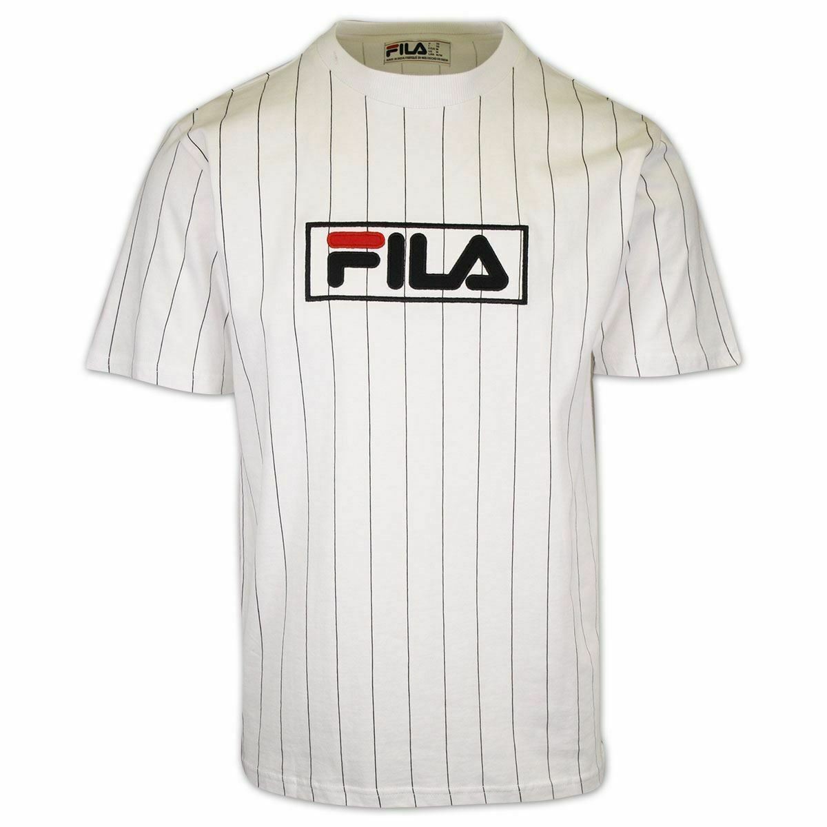 FILA T shirt uomo bianca a righe e logo S S (181)