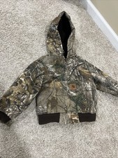 Carhartt Realtree Camo Quilted Lined Hooded Jacket XXS 4-5 Youth Coat