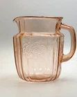 Anchor Hocking Mayfair Open Rose Pitcher Pink Depression Glass Vintage 32 oz 6”