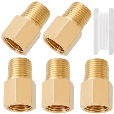 Brass Pipe Fitting,1/8 Inch NPT Male to 1/8 Inch NPT Female Brass Pipe Hose Tube