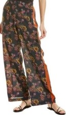 Johnny Was Workshop Multicolor Floral Silk Palazzo Pants Size Medium