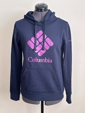 Columbia Women  s Navy/pink  trek  Graphic Print Spellout Hoodie XS UK 6-8
