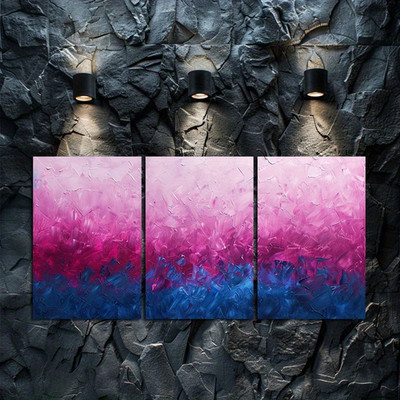 3pcs Pink and Blue Gradient Background Wall Art Canvas Unframed/Framed
