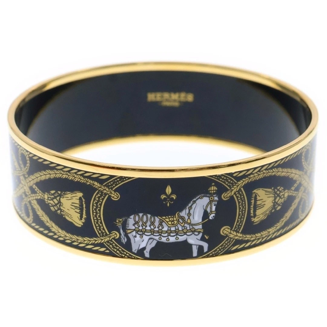 HERMÈS Hermes Emaille GM Bracciale Motivo Cavallo Cloisonne Oro GP Accessorio Usatod31f