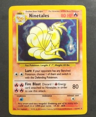 ポケモンカード Ninetales 12/102 holo 英語版 Rare Holo Base Set Ninetales 12/102 (Shadowed, Unlimited, English