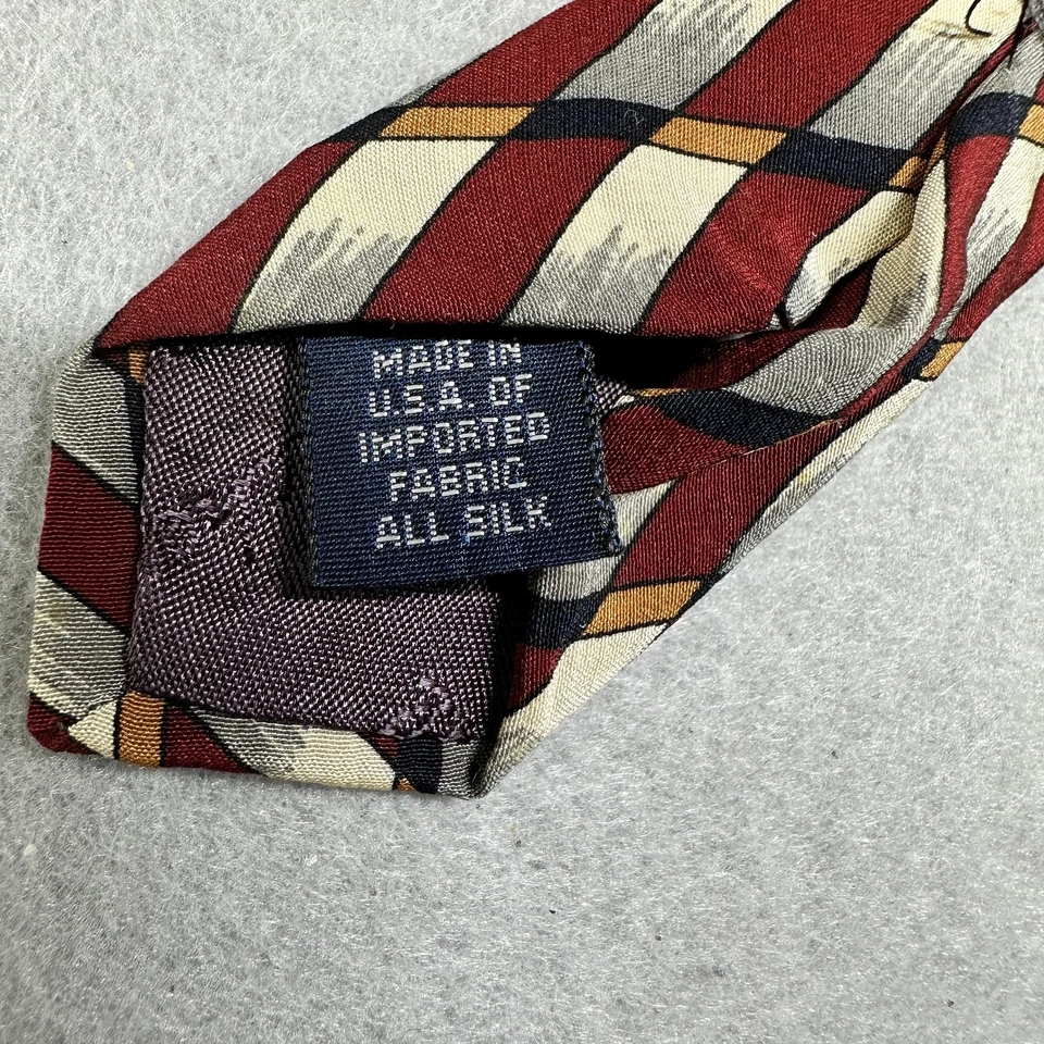 Corbata vintage Courchevel by Damon para hombre seda borgoña rayas diagonales hecha en EE. UU. AÑOS 90 Foto 4 de 4