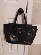 Versace 19v69 Italia Nicoletta Stingray Black Faux Leather Shoulder Tote Bag