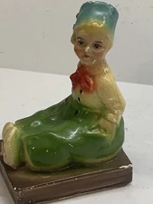 Rare Vintage Chalkware Boy Figurine Bookend 6.” Tall Hand Painted Missing Mate