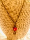 Vintage  Bronze Chain With Cross  And  12 Mm Swarovski Square Orange Pendant 18”
