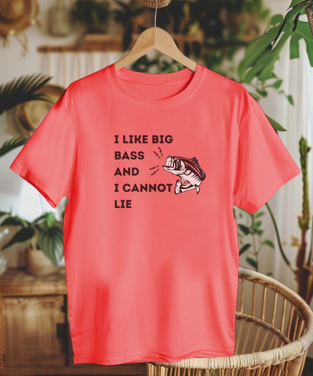 Funny Bass Fishing Cotton Crewneck T-Shirt Gift for Anglers Gildan 5000