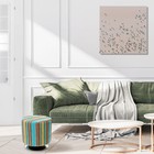 Blue,Green, Brown Stripe Fabric Foot Stool Round Footrest Spinning Upholstered