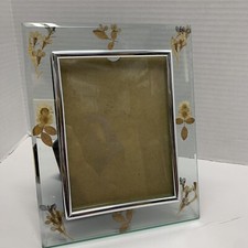 Photo Frame Holds 5x7  Picture Dried Pressed Flowers Under Heavyweight Glass