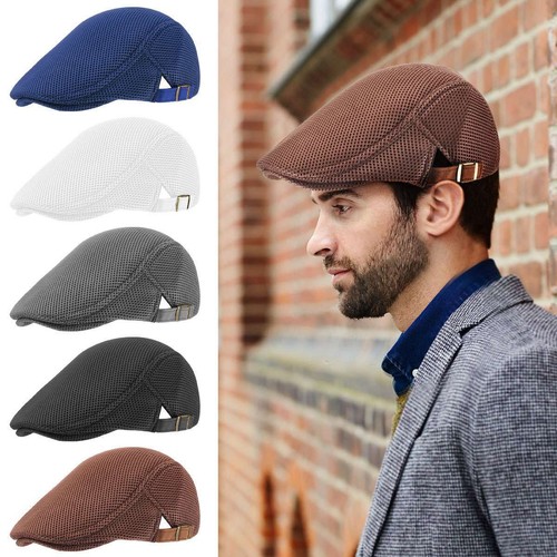 Boina de malla para hombre sombrero de noticiero gorra de hiedra transpirable Gatsby gorra de verano gorra plana de taxi - Imagen 2 de 17