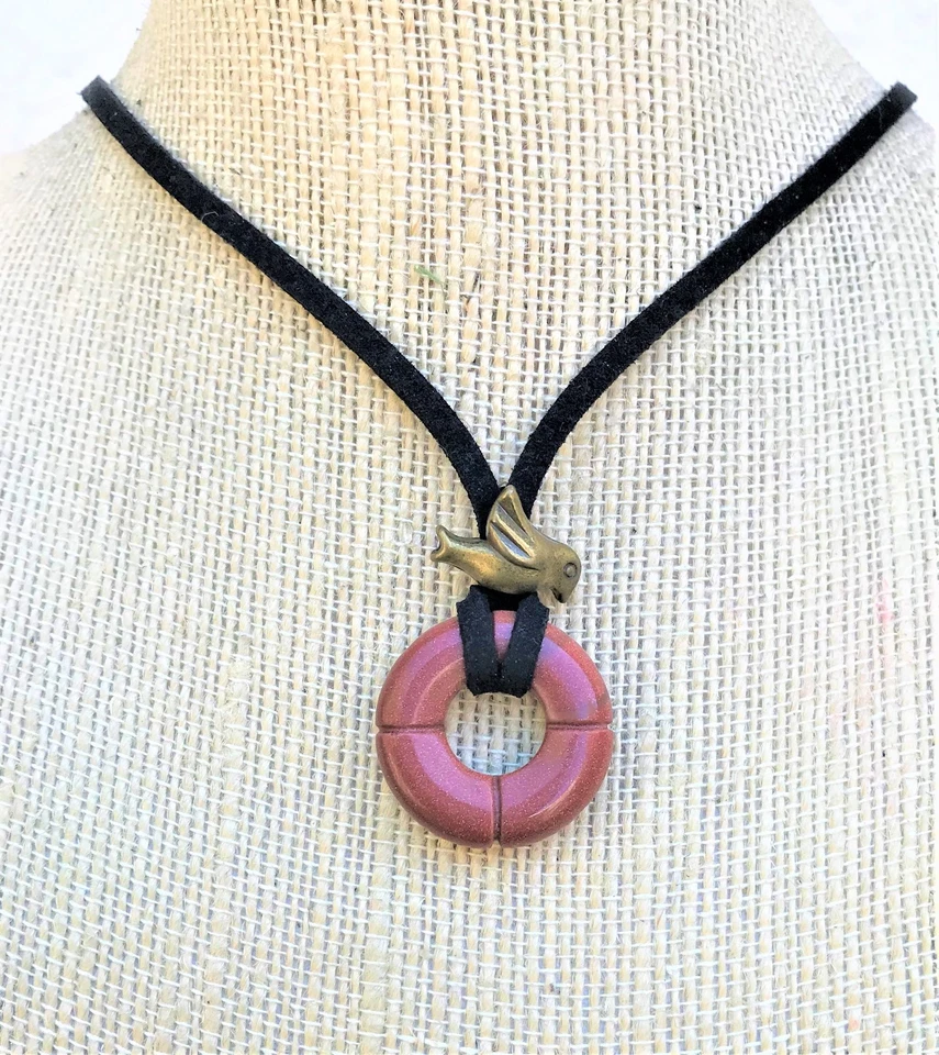 Collar Colgante Redondo Piedra Dorada Roja Cordón Negro Chakra Fengshui EE. UU. Foto 2 de 2