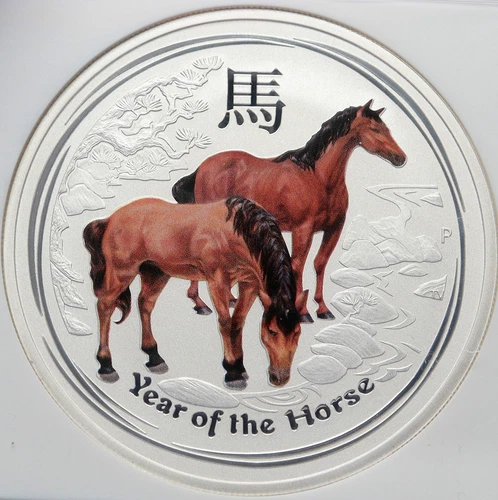 2014 AUSTRALIA Year of Horse Vintage COLORIZED Silver Dollar Coin NGC i85394