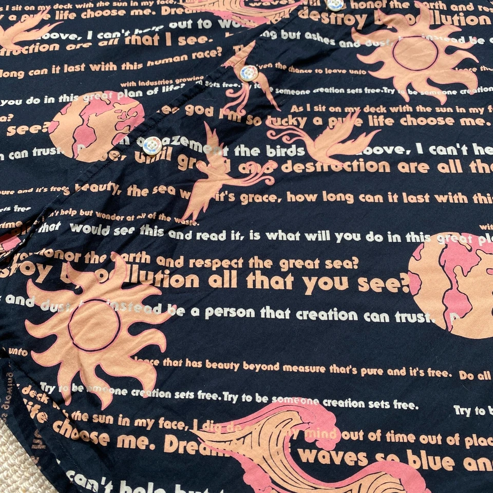 Camisa 55DSL Diesel Para Hombre Grande Calce Ajustado Negra Melocotón Cambio Climático Verde Planeta Foto 3 de 4