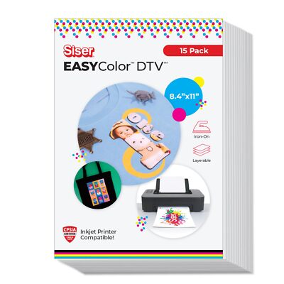 EasyColor DTV Heat Transfer Vinyl Printable for Inkjet Printers 8.5x11 Inches