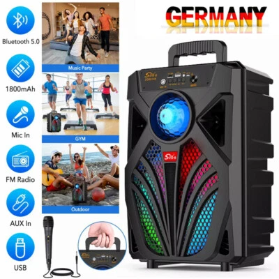 MARKENLOS 2000W Tragbarer Bluetooth Lautsprecher Stereo Subwoofer Musikbox Radio &Mikrofon