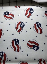 18  x21  FQ Patriotic Hearts Flags Cotton Fabric Masks Quilt Red Wh Blue USA 0074