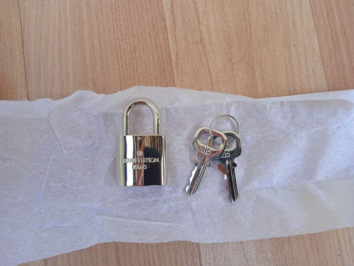 3 Louis Vuitton PadLock Lock &2 Key Brass Shinny Silver
