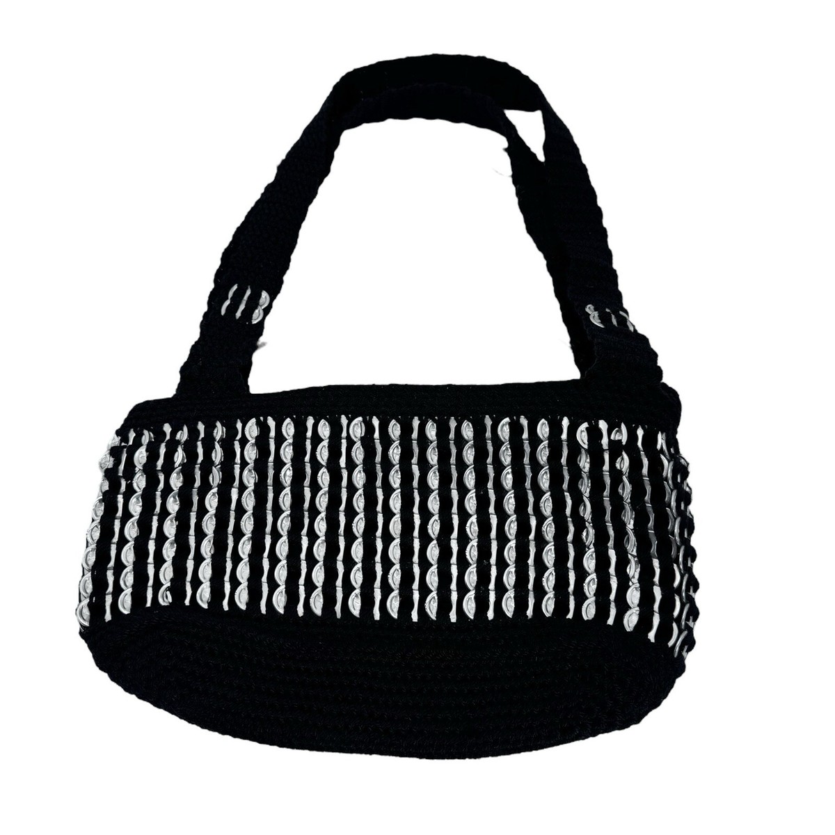 Handmade Soda Pop Top Tab Crocheted Black Upcycled Shoulder Bag