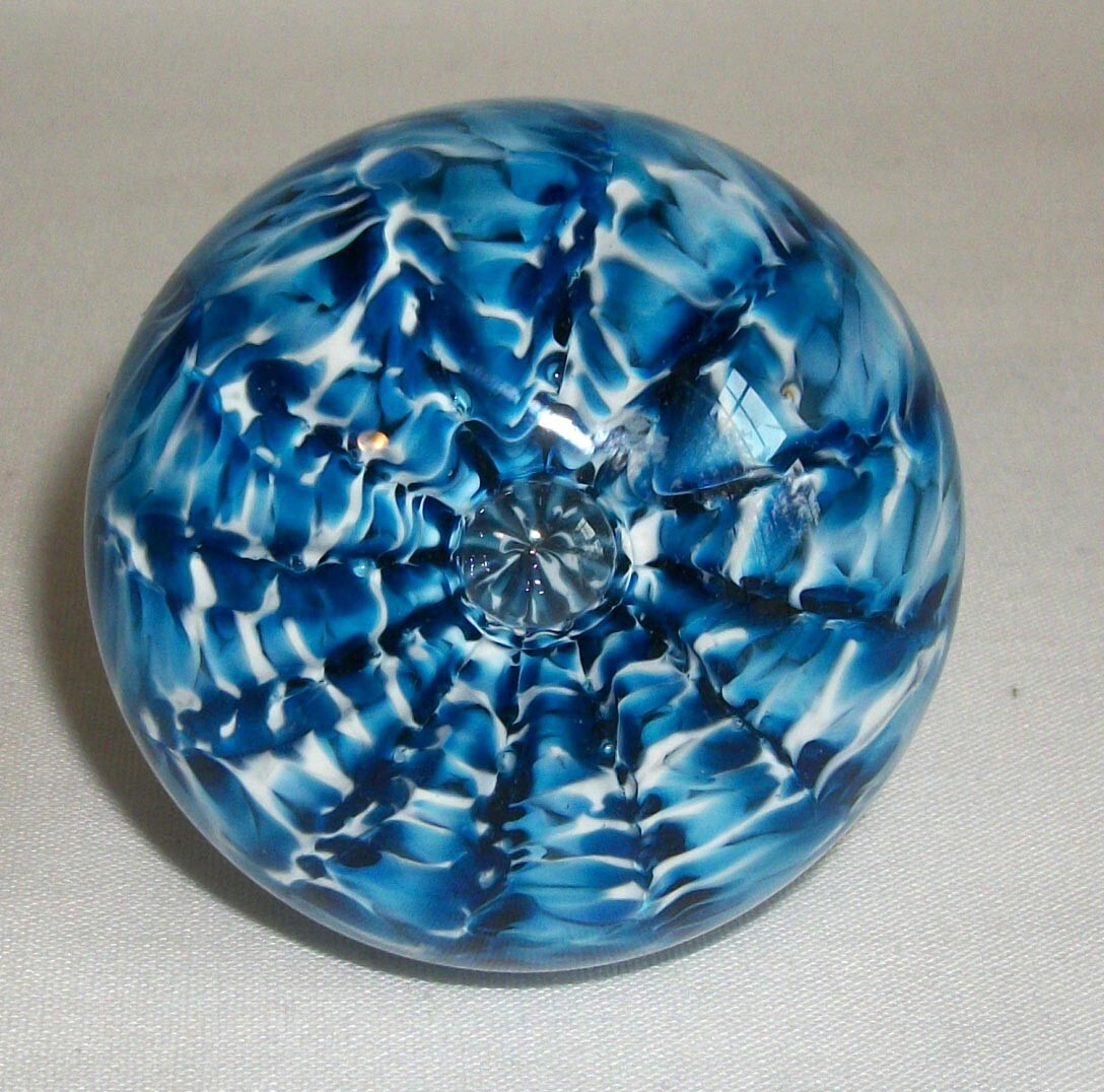 Vintage Blown Art Glass Door Knob Blue White Clear eBay
