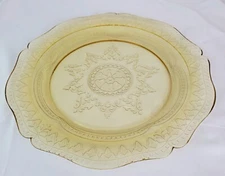 Vintage Federal Depression Glass Amber 11" Yellow Cake Dinner Plate