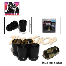 4 GORILLA GUARD LOCK ACORN SEAT WHEELS RIMS CLOSED END LUG NUTS 14X1.5 BLACK 