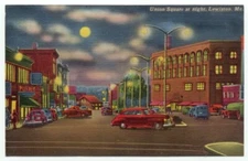  Lewiston ME Union Square Linen Postcard Maine