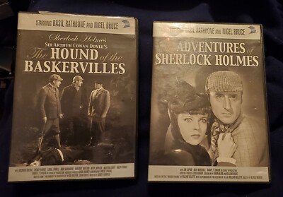 Lot of two 1939 Sherlock Holmes DVD's Basil Rathbone w inserts + commentary vg 
