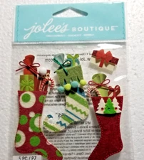 Jolee's Boutique Stuffed Stockings Dimensional Stickers 4 Piece Scrapbooking DIY