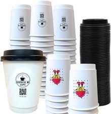 COFFEE CUPS 12 OZ DISPOSABLE PAPER COFFEE CUPS WITH LIDS 50 COUNT DOUBLE WALL