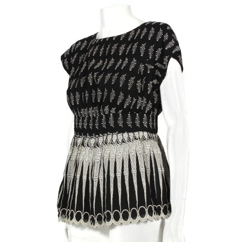 Anna Sui Embroidered Tunic Top Black size 4 boho gothic lolita - 751 - Picture 5 of 6